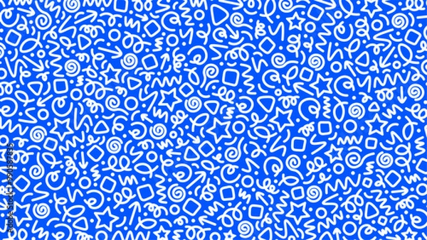 Fototapeta Fun Blue Background Design with White Patterns for Creative Projects