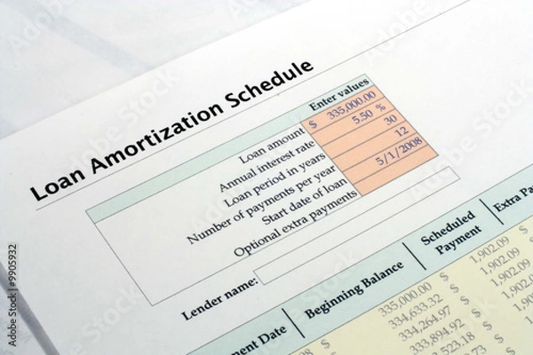 Fototapeta Loan Amortization Schedule