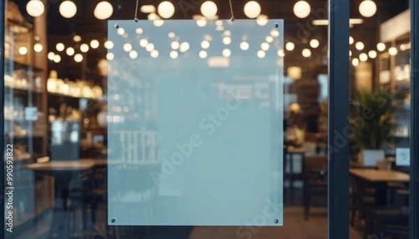 Fototapeta mockup on the door of a cafe or shop window, public place, ai generated, ai