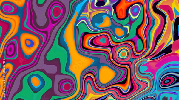 Fototapeta Colorful abstract psychedelic and fluid background for music