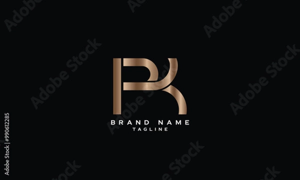 Fototapeta RK, KR, PK, KP, Abstract initial monogram letter alphabet logo design