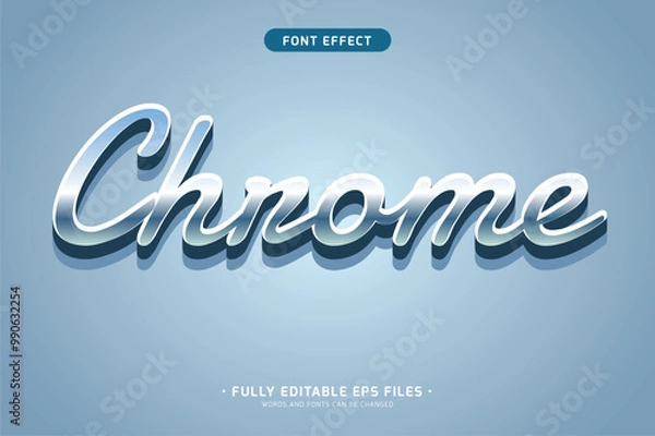 Fototapeta chrome editable text effect. minimalist graphic style