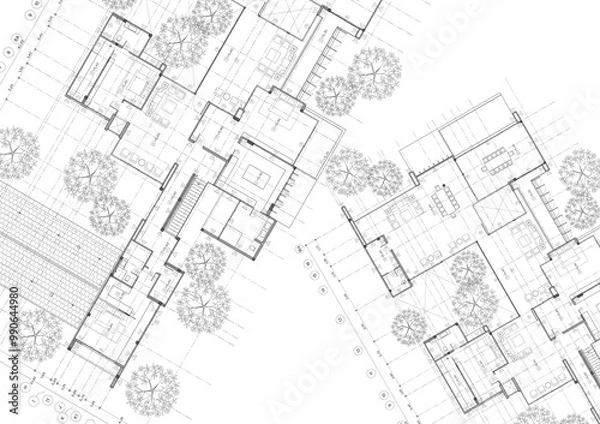 Obraz Write a blueprint architecture for building.

