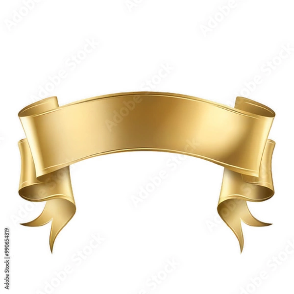 Fototapeta Luxury Decorative Gold Ribbon with Swirling Curves, On Transparent Background