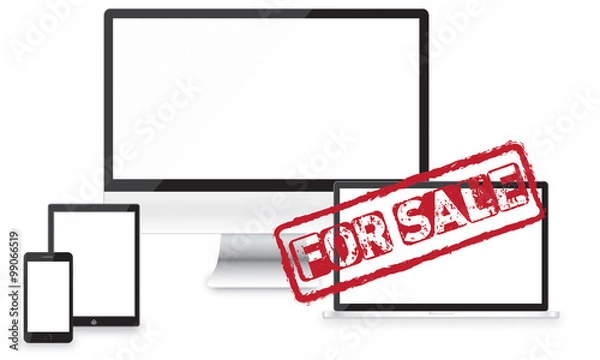 Fototapeta For sale responsive web design and website development vector devices.