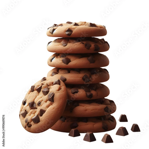 Obraz Chocolate chip cookies transparent background