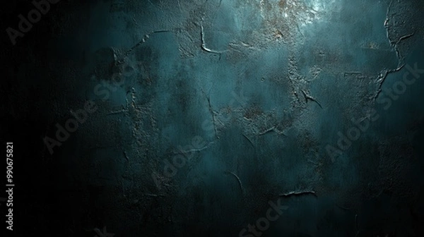 Fototapeta Image of a dark, textured wall with visible cracks and rough surface, evoking a sense of age and wear. Perfect for backgrounds or abstract uses.