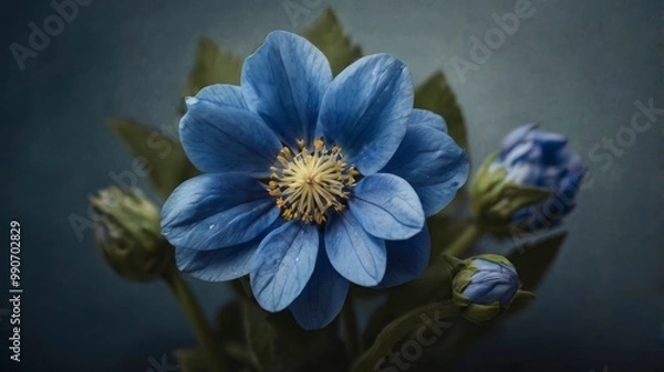Obraz Stunning blue flower isolated 