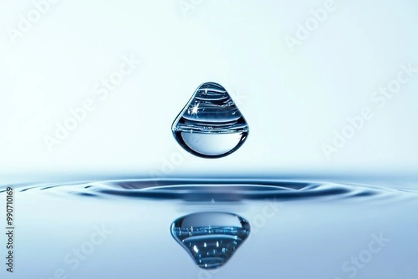 Obraz Intricate water droplet with reflections on a serene surface