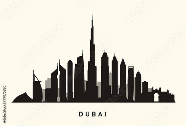 Obraz Dubai skyline silhouette 