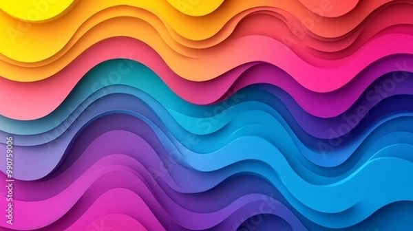 Fototapeta Colorful Abstract Background, Vibrant 3D Wavy Design, Fluid Shapes, Modern Art, Rainbow Spectrum