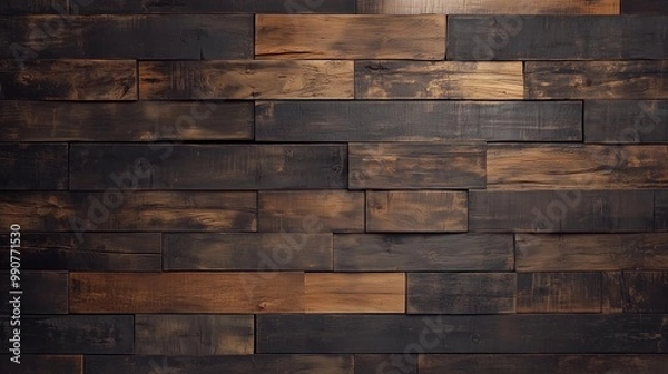 Obraz Brown dark layered old vintage wooden plank wall pattern surface structure building