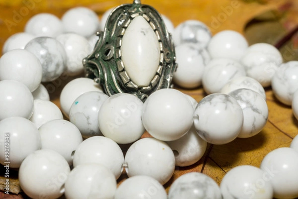 Obraz White Turquoise Beads
