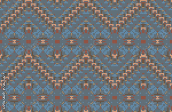 Fototapeta Sari Pattern Arabic Pattern Mehndifolk Embroidery, Aztec Geometric Ornament Print. Design for Carpet, Wallpaper, Clothing, Wrapping, Fabric