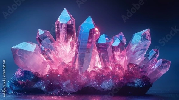 Fototapeta Abstract background with iridescences of blue and pink, reminiscent of a crystal structure