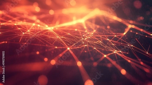 Obraz Abstract Network of Glowing Red Lines and Points