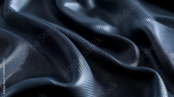 Fototapeta A close up of a soft, dark blue fabric with a subtle texture.