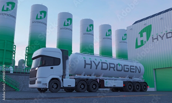 Obraz Global transportation and distribution of sustainable green hydrogen. Realistic 3D render.