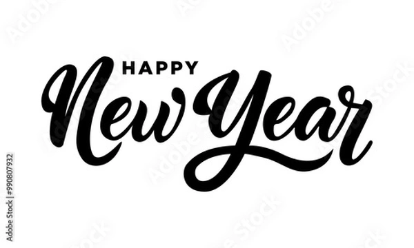 Obraz HAPPY NEW YEAR 2025 black vector brush calligraphy banner