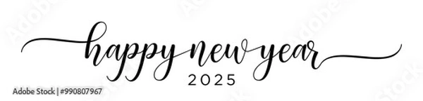 Obraz HAPPY NEW YEAR 2025 black vector brush calligraphy banner