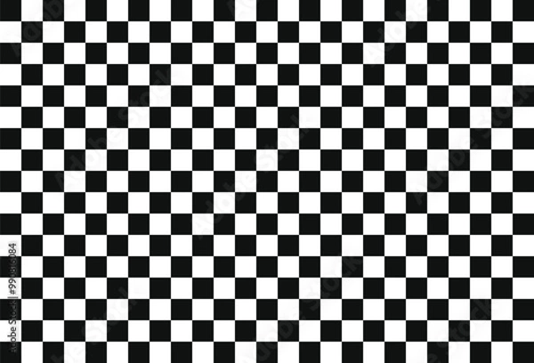 Fototapeta Black and white checkered pattern,  Chess texture illustration.  Black and white checkered texture vector background for car racing or championship
