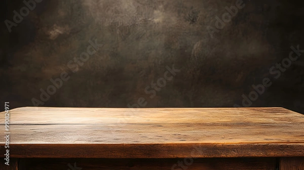 Fototapeta Wooden empty table template, desk mock-up isolated
