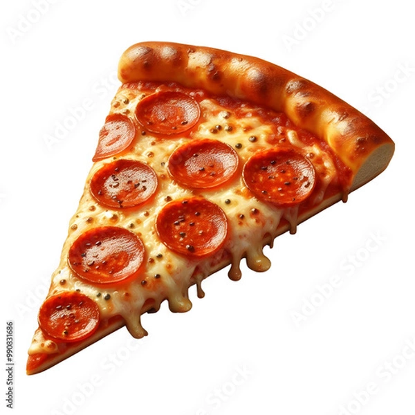 Obraz Pepperoni Pizza Slice on Transparent Background