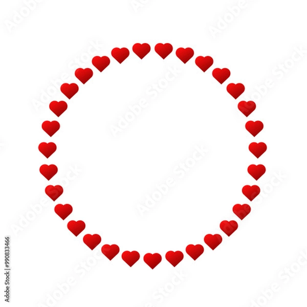 Obraz Lovely heart circle frame. Red hearts round border design