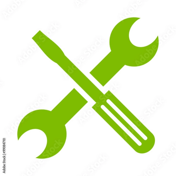 Fototapeta Spanner And Screwdriver vector icon. Style is bicolor flat symbol, cobalt, rounded angles, white background