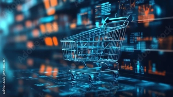 Fototapeta Futuristic E-Commerce Metrics for Online Digital Marketing