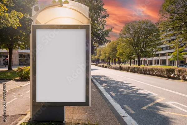 Obraz Blank billboard mock up in a bus stop in the street