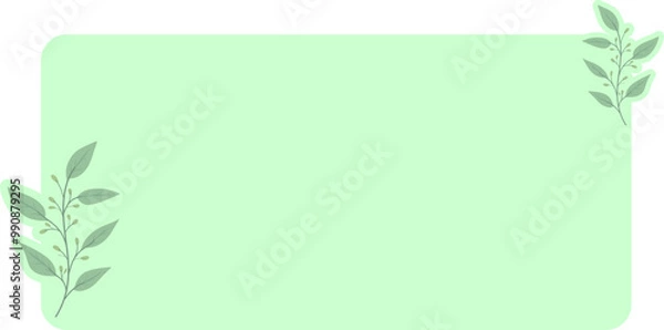 Obraz Floral Text Box Rectangle Notes with Leaf Background