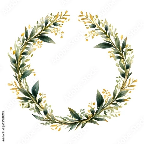 Fototapeta laurel wreath with ribbon  with white background Generative AI