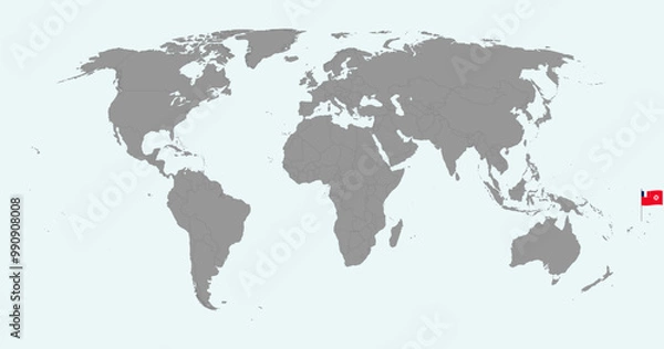 Fototapeta Pin map with Wallis and Futuna flag on world map. Vector illustration.