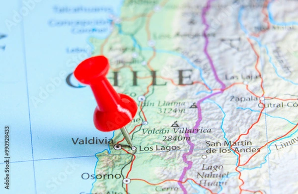 Obraz Los Lagos, Chile pin on map