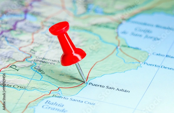 Obraz Puerto San Julian, Argentina pin on map