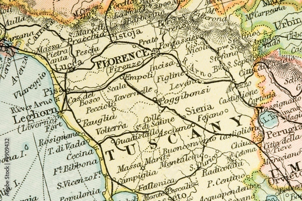 Obraz Vintage (1907 copyright-expired) map showing countries