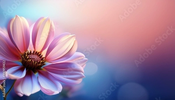 Fototapeta Abstract flower over soft gradient background with copy space