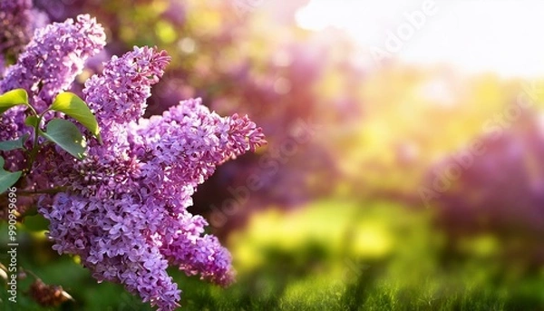 Obraz Gorgeous-lilac-bush-in-bloom-outdoors-with-abundant-copy