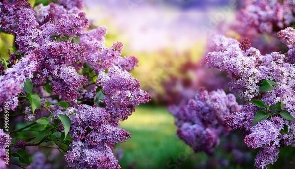 Obraz Gorgeous-lilac-bush-in-bloom-outdoors-with-abundant-copy