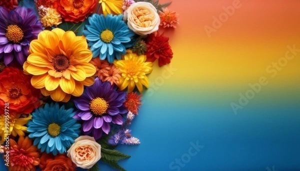 Fototapeta Hispanic Heritage Month background with vibrant colors and beautiful flower arrangements, with copy space, with empty space, no text, no word, no character, --no logo