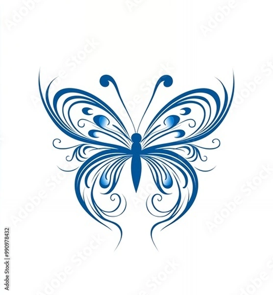 Fototapeta a blue butterfly with a pattern on it
