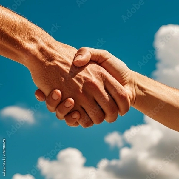 Obraz shaking hands, greeting each other, each other is a natural thing