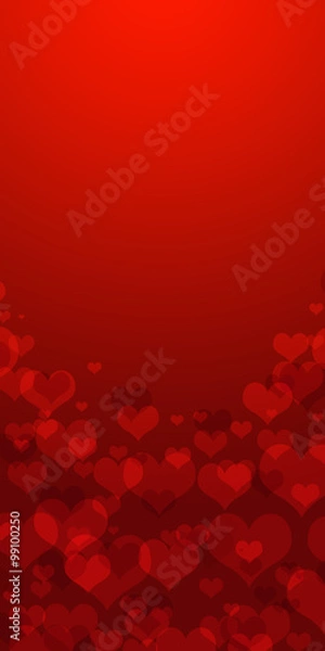 Fototapeta red hearts bokeh as background for card