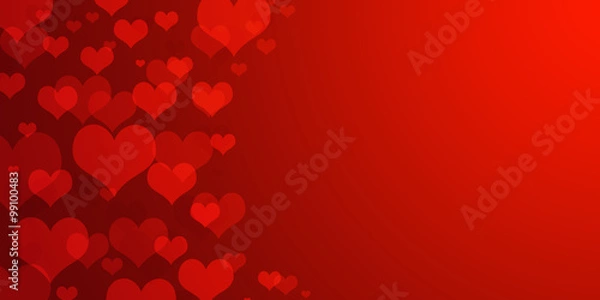 Fototapeta red hearts bokeh as background for card