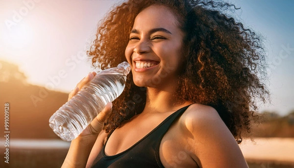 Obraz Junge Frau trinkt Wasser