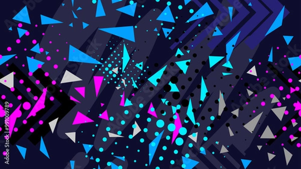 Fototapeta Vector illustration. Colorful dotted seamless pattern on dark background. Design for background, wallpaper, poster, banner, album, cover.