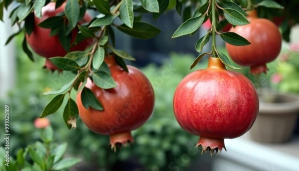 Fototapeta pomegranate fruit on tree