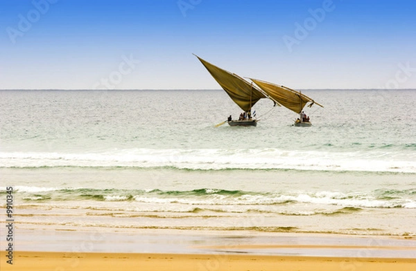 Obraz two traditional arabic fishing dhows  in Mozambique