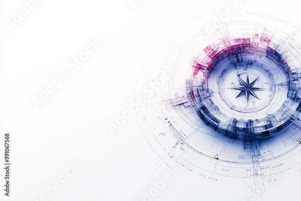 Obraz Mesmerizing Fractal Compass Patterns on Clean White Background